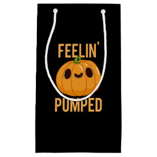 Feelin Pumped Funny Pumpkin Pun Dark BG Small Gift Bag
