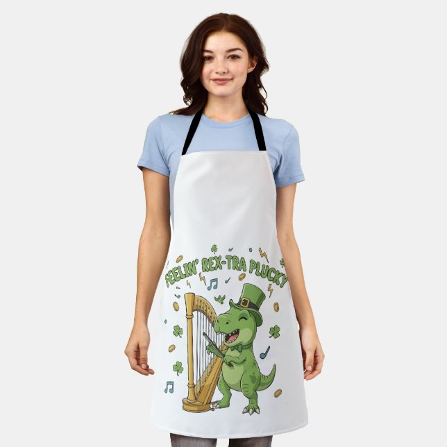 Feelin' Rex-tra Plucky Funny St. Patrick's Day   Apron (Worn)