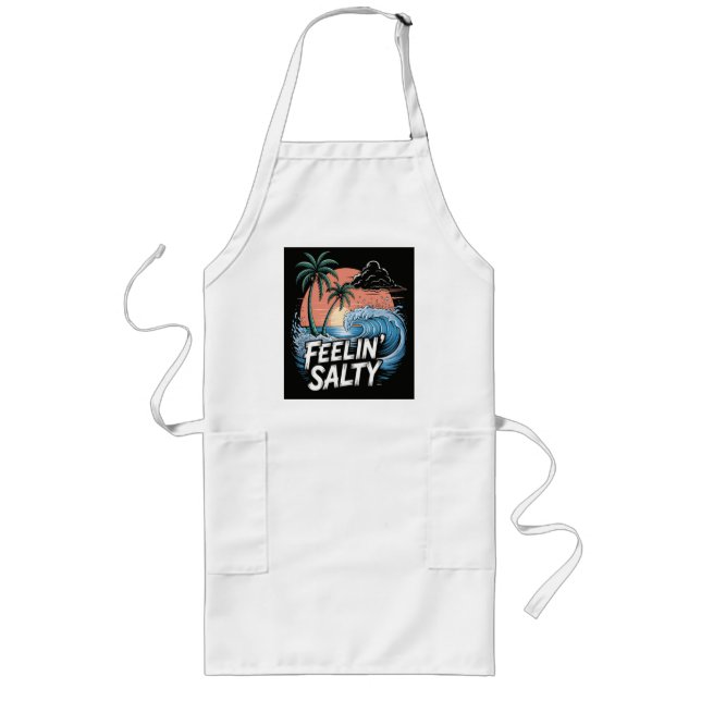 Feelin Salty Beach Summer Vacation 70S Long Apron (Front)