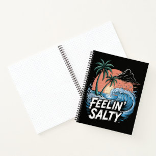 Feelin Salty Beach Summer Vacation 70S Notebook