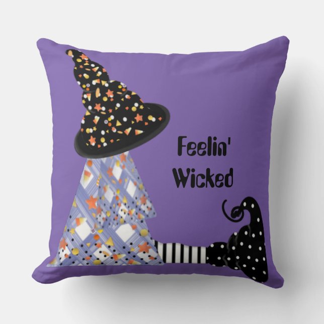 Feelin' Wicked Witch Throw Pillow (Front)