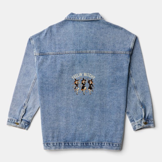 Feelin’ Witchy Halloween Witch Dance Denim Jacket (Back)