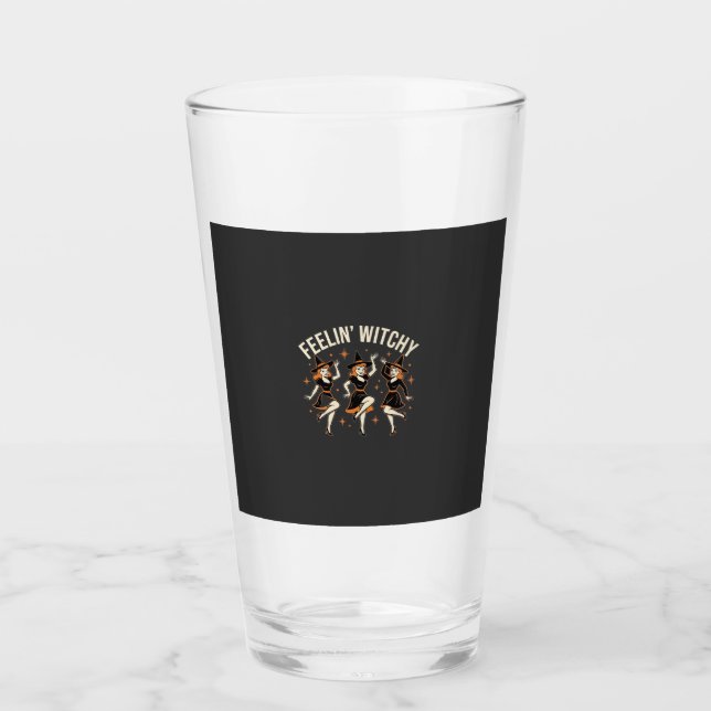 Feelin’ Witchy Halloween Witch Dance Glass (Front)