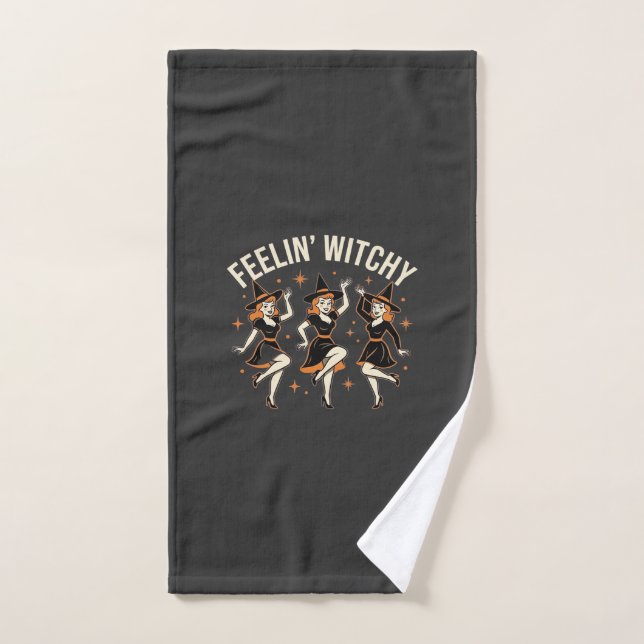 Feelin’ Witchy Halloween Witch Dance Hand Towel (Hand Towel)