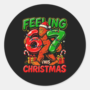 Feeling 67 This Christmas Funny Bigfoot  Classic Round Sticker
