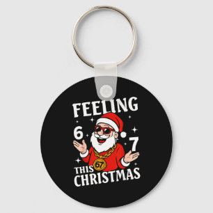 Feeling 6 7 This Christmas Funny Santa Six Seven M Keychain