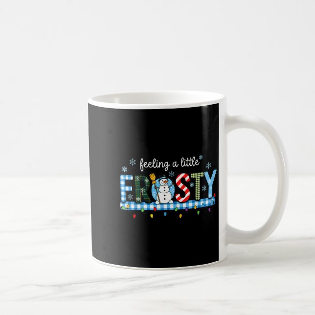 Feeling A Little Frosty Snowman Checkered Christma Coffee Mug (Right)