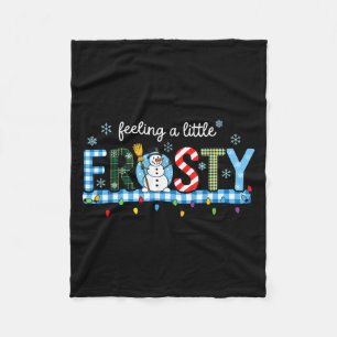 Feeling A Little Frosty Snowman Checkered Christma Fleece Blanket