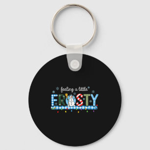 Feeling A Little Frosty Snowman Checkered Christma Keychain