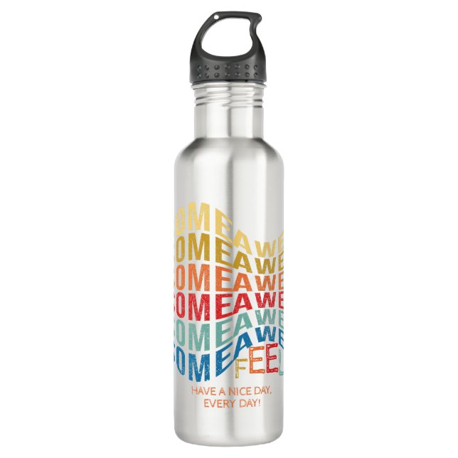 Feeling Awesome Yoga Motivational Inspirational 710 Ml Water Bottle (Front)
