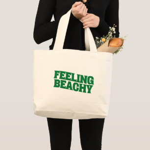 Feeling Beachy Retro Typography Large Tote Bag