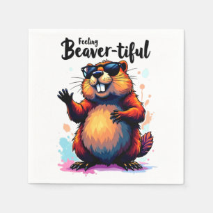 Feeling Beaver-tiful – Funny Beaver Graphic Napkin