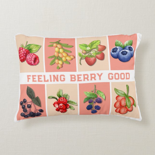 FEELING BERRY GOOD Customizable Strawberry Accent Pillow (Front)