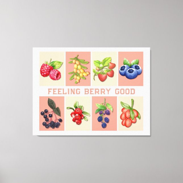 FEELING BERRY GOOD Customizable Strawberry Berries Canvas Print (Front)