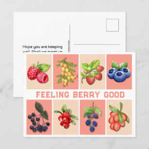 FEELING BERRY GOOD Customizable Strawberry Berries Postcard