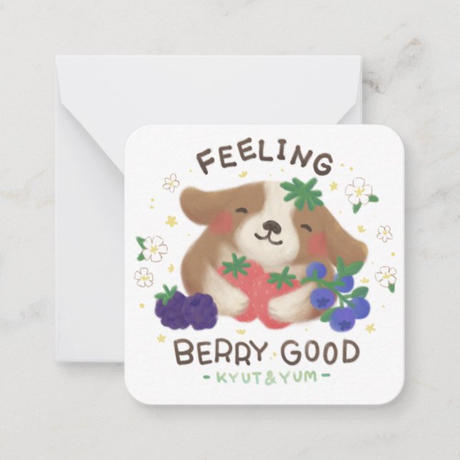Feeling Berry Good: Cute Dog with Berries Card (Front)
