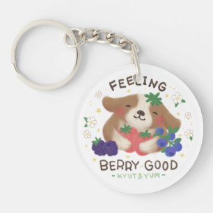 Feeling Berry Good: Cute Dog with Berries Keychain