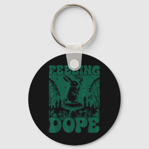 Feeling Bunny Day Vintage Funny Weed Magic Mushroo Keychain