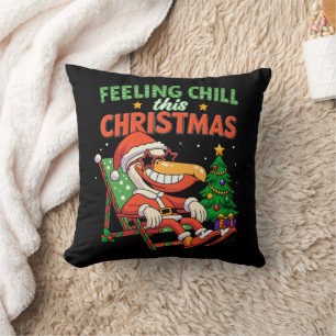 Feeling Chill This Christmas Pelican Retro Holiday Throw Pillow