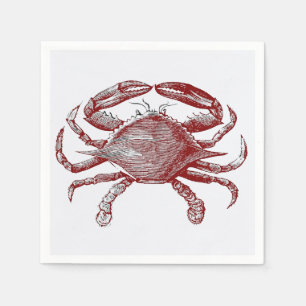 Feeling Crabby Red Pencil Ocean Crab Art Napkin