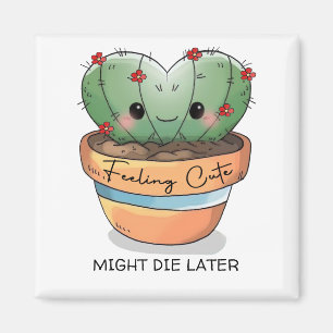 Feeling cute cactus succulent red flower customize magnet