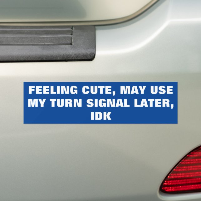 Feeling cute, may use may turn signal later, idk bumper sticker (On Car)