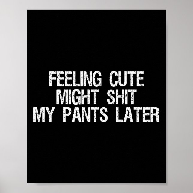 Feeling Cute Might My Pants Later Funny Saying Quo Poster (Front)