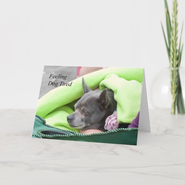 Feeling Dog Tired (Chihuahua) - Frameable Art Card (Front)