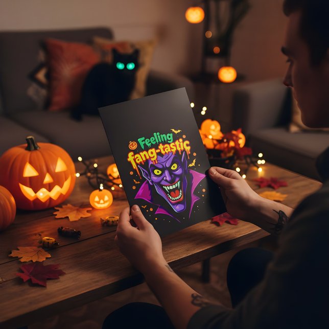 Feeling Fang Tastic Halloween Vampire Design Foil Greeting Card (Creator Uploaded)