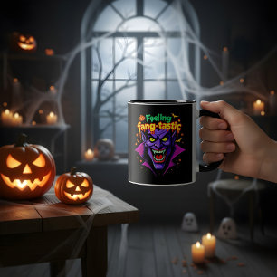 Feeling Fang Tastic Halloween Vampire Design Two-Tone Coffee Mug