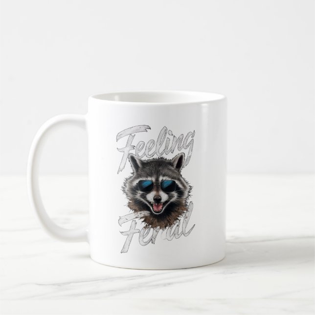 Feeling Feral Raccoon Coffee Mug (Left)