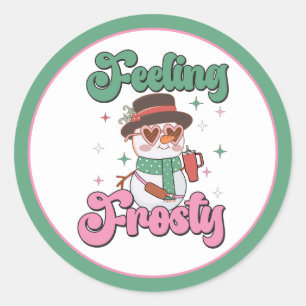Feeling Frosty Retro Snowman  Classic Round Sticker
