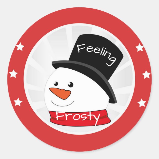 Feeling Frosty Snowman Classic Round Sticker (Front)