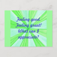 Feeling good, feeling great, affirmation postcards