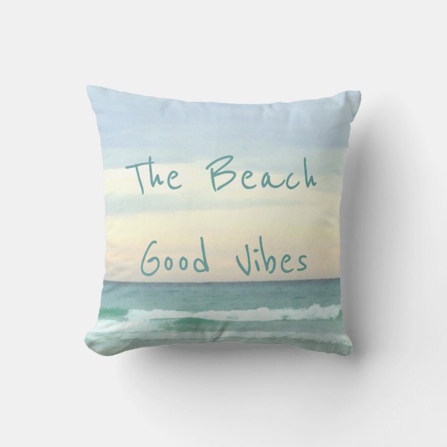 Feeling Good Vibes In My Happy Place Throw Pillow (Front)