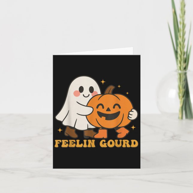 Feeling Gourd Cute Halloween  Card (Front)