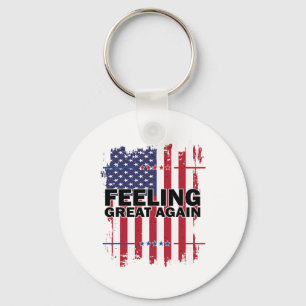 Feeling Great Again Trump 2024 American Usa Flag V Keychain