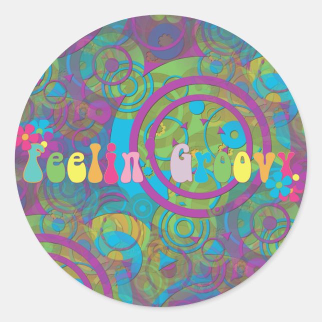 Feeling Groovy Classic Round Sticker (Front)