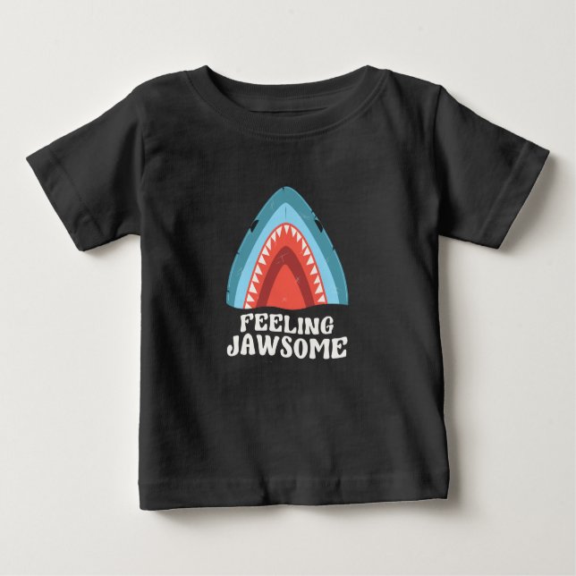 Feeling Jawsome Shark Funny Summer Puns Baby T-Shirt (Front)