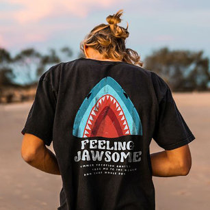 Feeling Jawsome Shark Funny Summer Puns Black T-Shirt