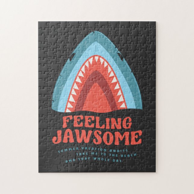 Feeling Jawsome Shark Funny Summer Puns Jigsaw Puz Puzzle (Vertical)