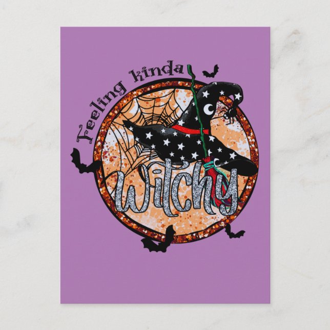Feeling Kinda Witchy - Halloween Witch Hat Postcard (Front)