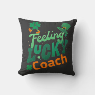 Feeling lucky coach for irish saint patrick's day throw pillow