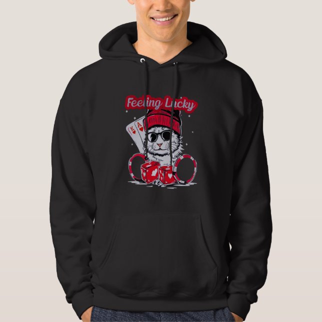 Feeling Lucky – Cool Cat Casino Vibes Hoodie (Front)