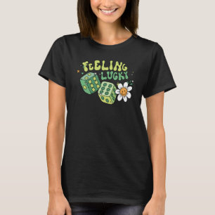 Feeling Lucky Dice Retro Groovy St Patrick's Day W T-Shirt