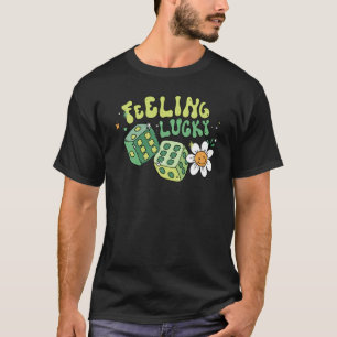 Feeling Lucky Dice Retro Groovy St Patrick's Day W T-Shirt