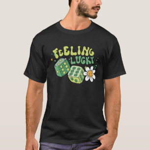 Feeling Lucky Dice Retro Groovy St Patrick's Day W T-Shirt