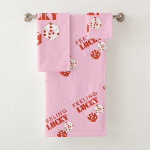 Feeling Lucky, Lucky Girl, Luckiest Girl, Pink Bath Towel Set