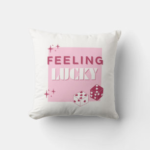 Feeling Lucky, Lucky Girl, Luckiest Girl, Pink Throw Pillow