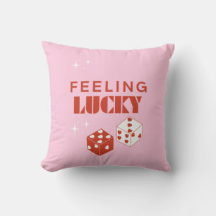 Feeling Lucky, Lucky Girl, Luckiest Girl, Pink Throw Pillow